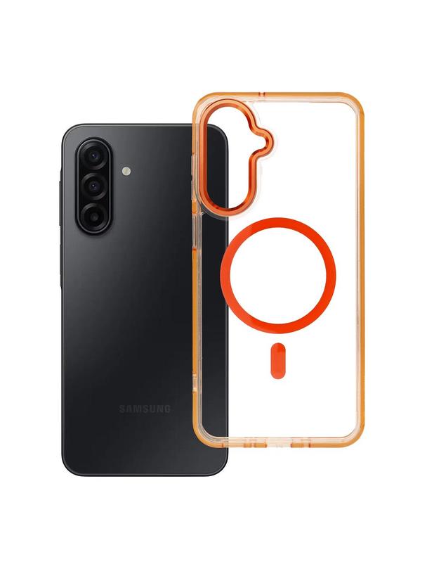 Futerał FRAME CLEAR HYBRID MAG COVER kompatybilny z MagSafe do SAMSUNG A17 pomarańczowy