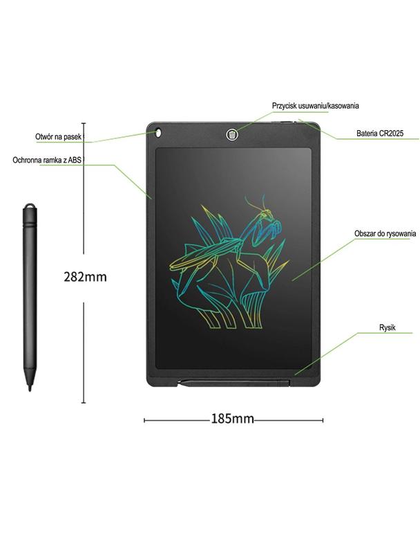 Tablet graficzny LCD do rysowania dla dzieci RC-K-338 czarny
