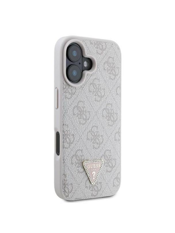 GUESS futerał do IPHONE 16 GUHCP16SP4TDPP (PU Leather 4G Triangle Strass) różowy