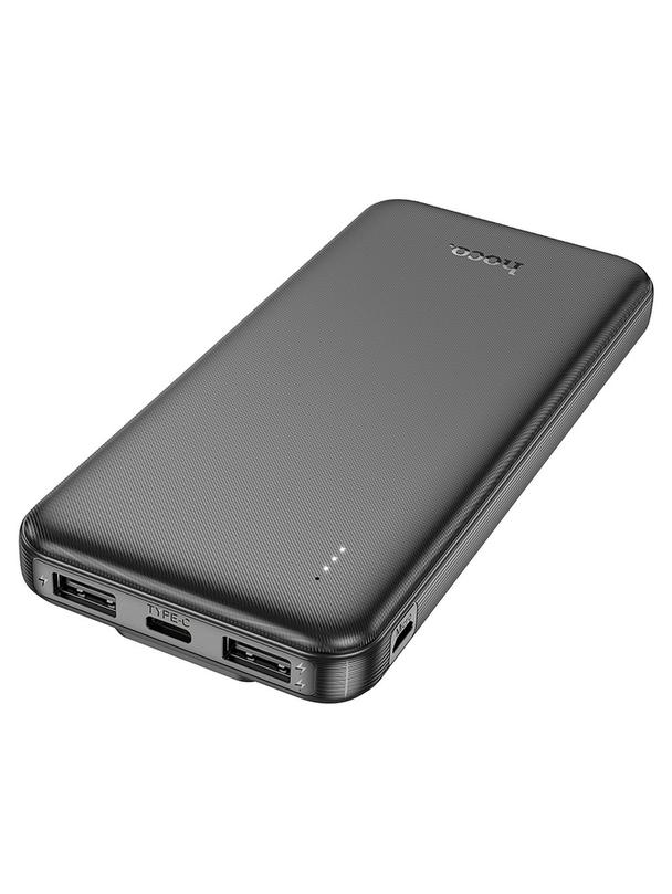 Powerbank Hoco 10000 mAh 2A z wbudowanymi kablami USB C + Lightning J118 czarny
