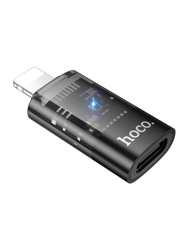 Adapter OTG Lightning do USB C Hoco UA36A transparentny czarny
