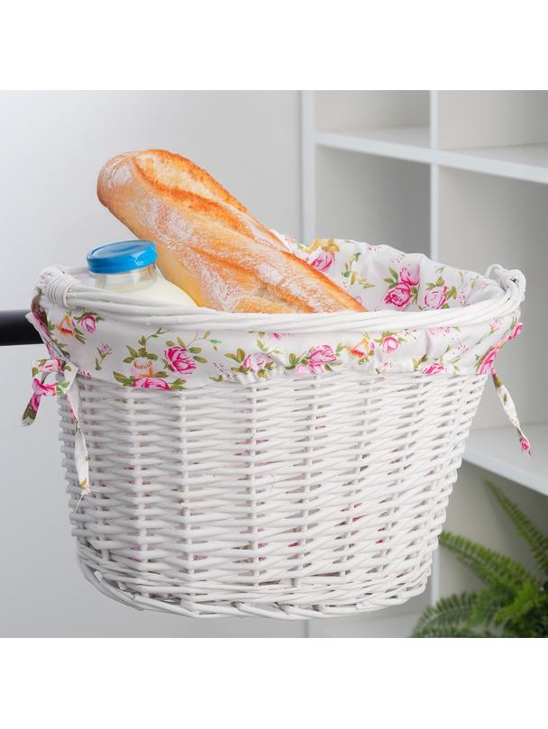 Koszrowerowy  z wikliny  z materiałową wyściółką FSBKT-037-1 biały