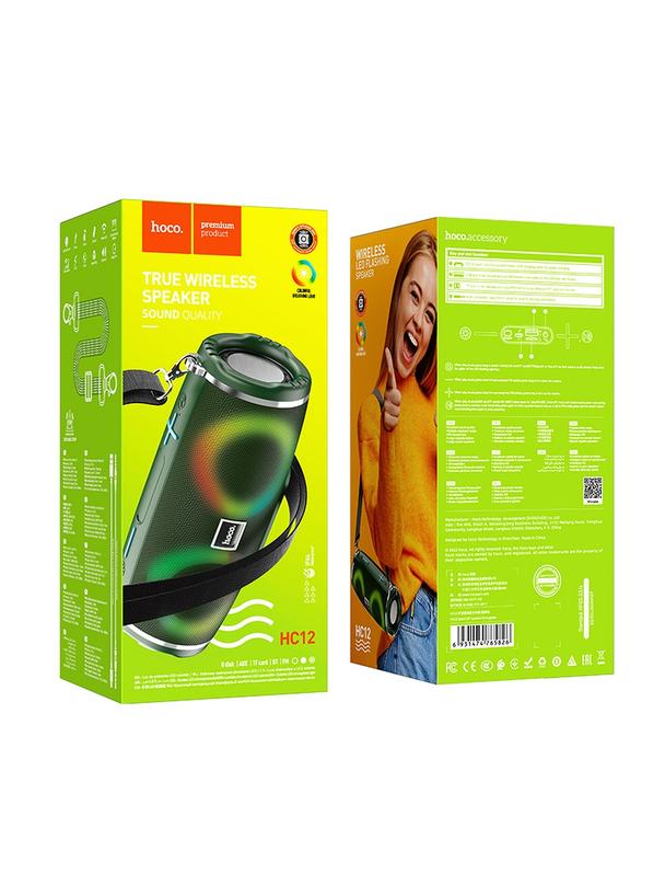 Głośnik bluetooth LED 2 x 5W 2h Hoco HC12 zielony