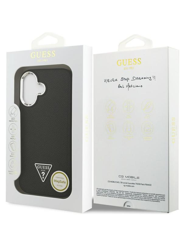 GUESS futerał do IPHONE 17 kompatybilny z MagSafe GUHMP17SPGTSPSK (Grained PU Triangle Logo) czarny