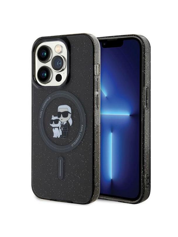 KARL LAGERFELD futerał do IPHONE 15 Pro KLHMP15LHGKCNOK (Glitter + MAG) czarny