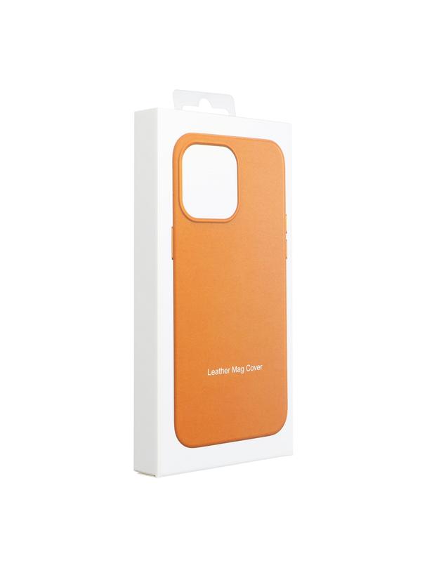Futerał LEATHER MAG COVER kompatybilny z MagSafe do IPHONE 15 Pro Max pomarańczowy