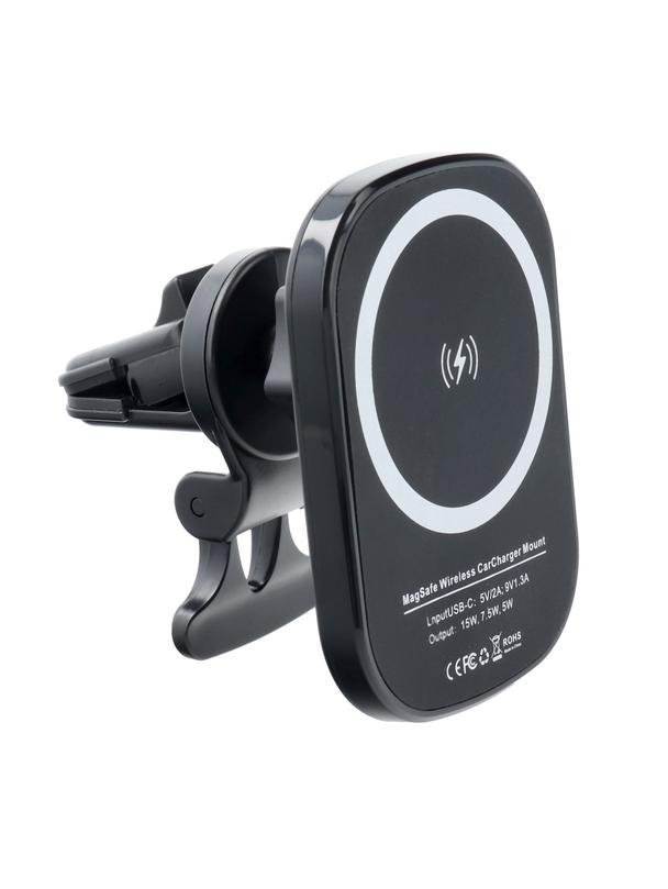 Uchwyt samochodowy magnetyczny do kratki z ładowaniem indukcyjnym kompatybilny z MagSafe 15W D10 czarny