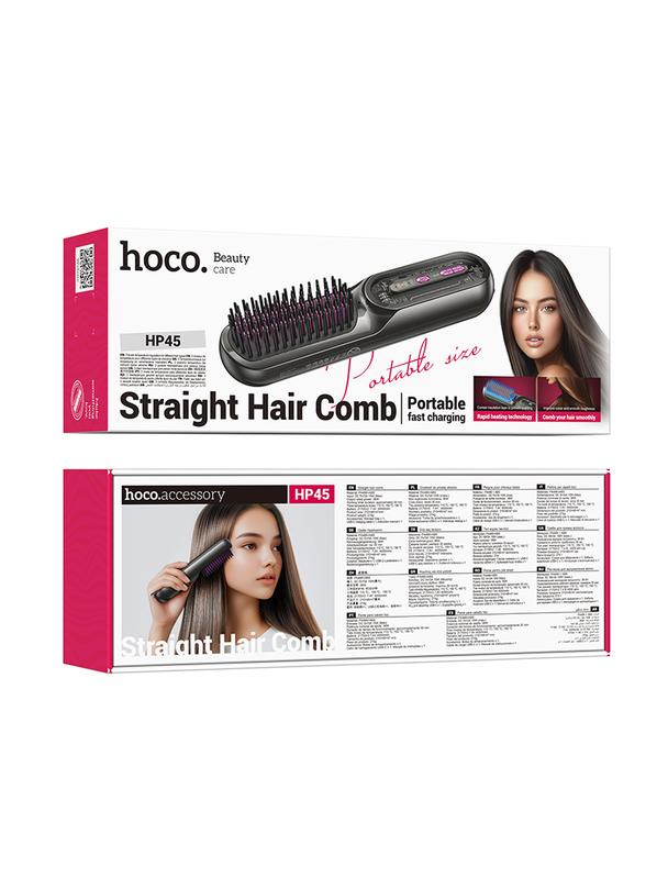 Prostownica do włosów Hoco z grzebieniem HP45 szara