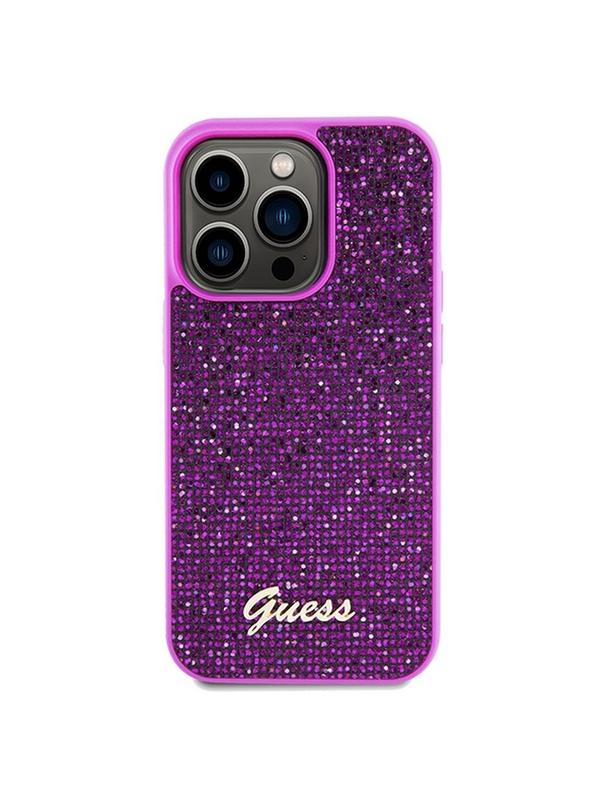 GUESS futerał do IPHONE 14 Pro GUHCP14LPMSDGSF (Disco Script Metal) fuksja