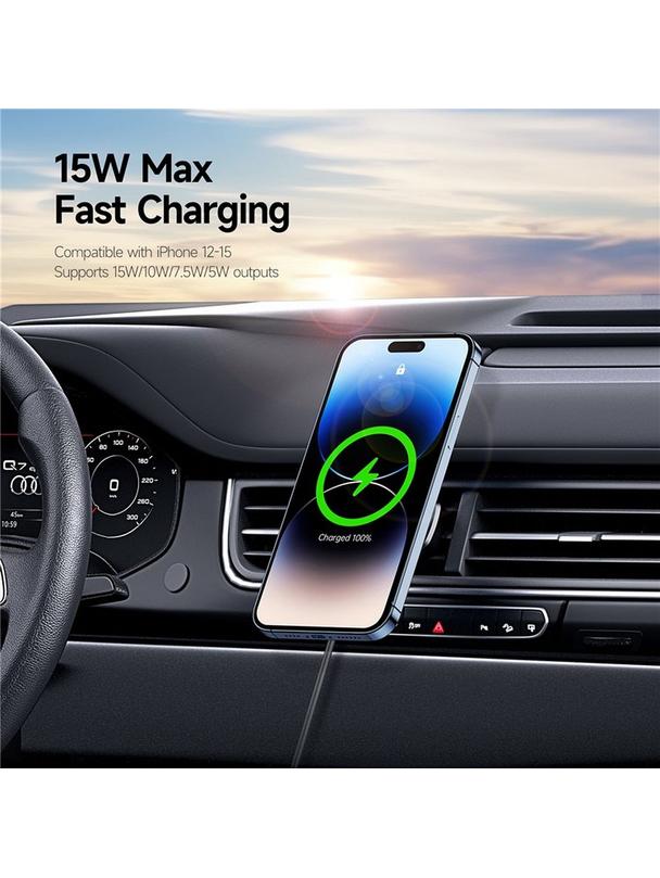 DUZZONA V2 - uchwyt samochodowy indukcyjny do kratki kompatybilny z MagSafe 15W czarny