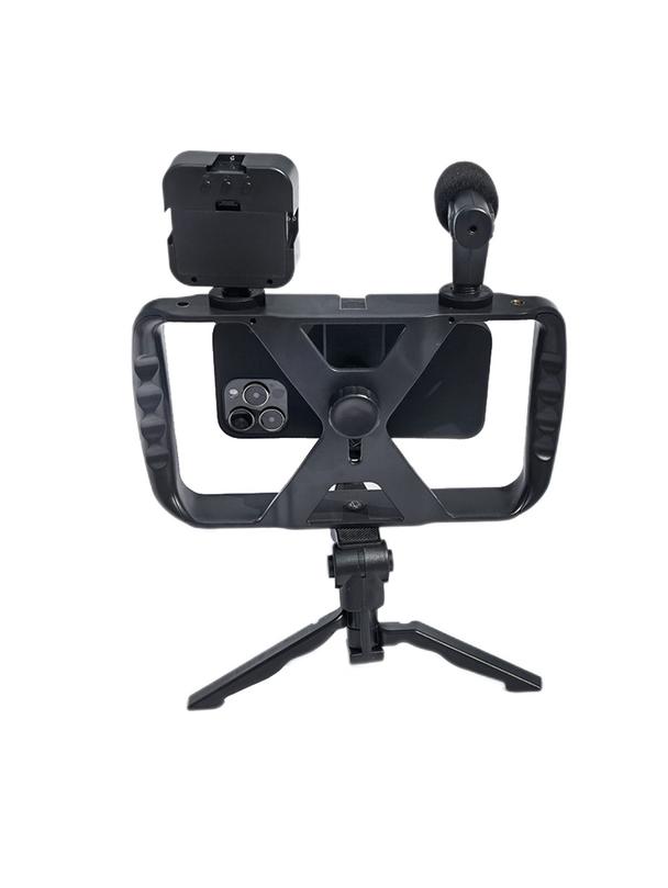 Uchwyt selfie z pilotem bezprzewodowym tripod z LED / mikrofonem do streamów TL-49T czarny