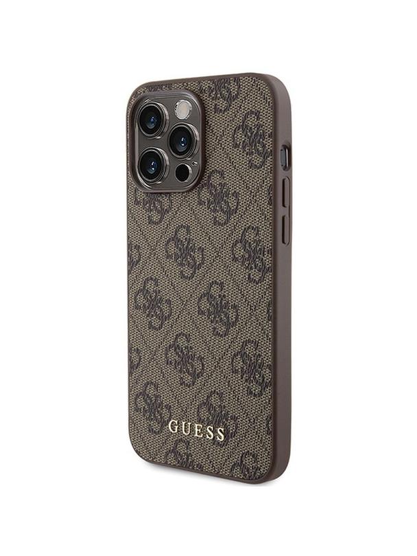 GUESS futerał do IPHONE 15 Pro Max GUHCP15XG4GFBR (4G Metal Logo) brązowy