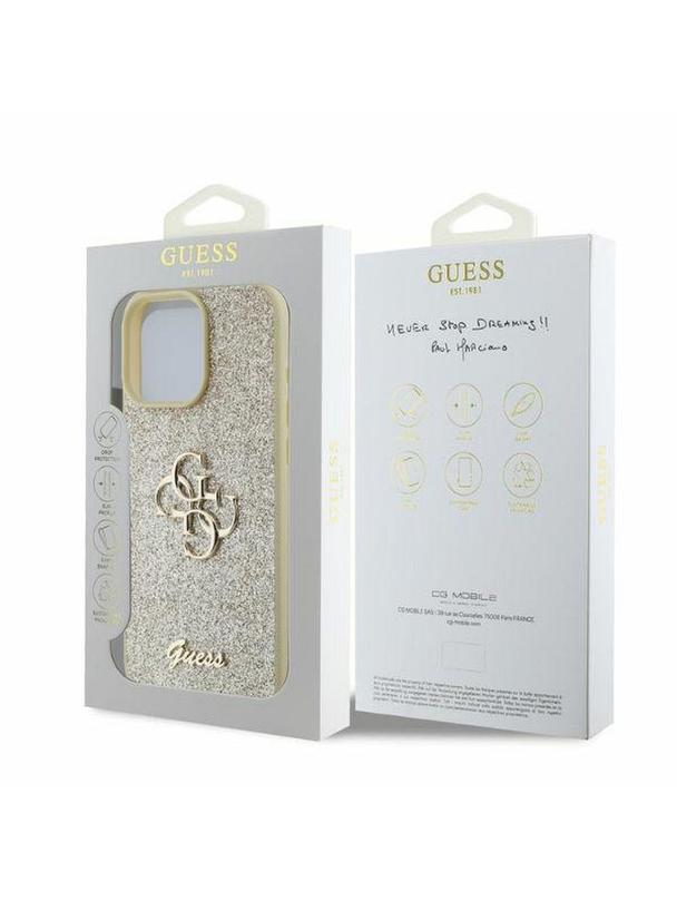 GUESS futerał do IPHONE 16 Pro Max GUHCP16XHG4SGD (Fixed Glitter Big 4G) złoty