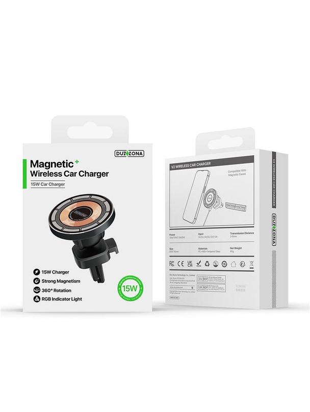DUZZONA V2 - uchwyt samochodowy indukcyjny do kratki kompatybilny z MagSafe 15W czarny