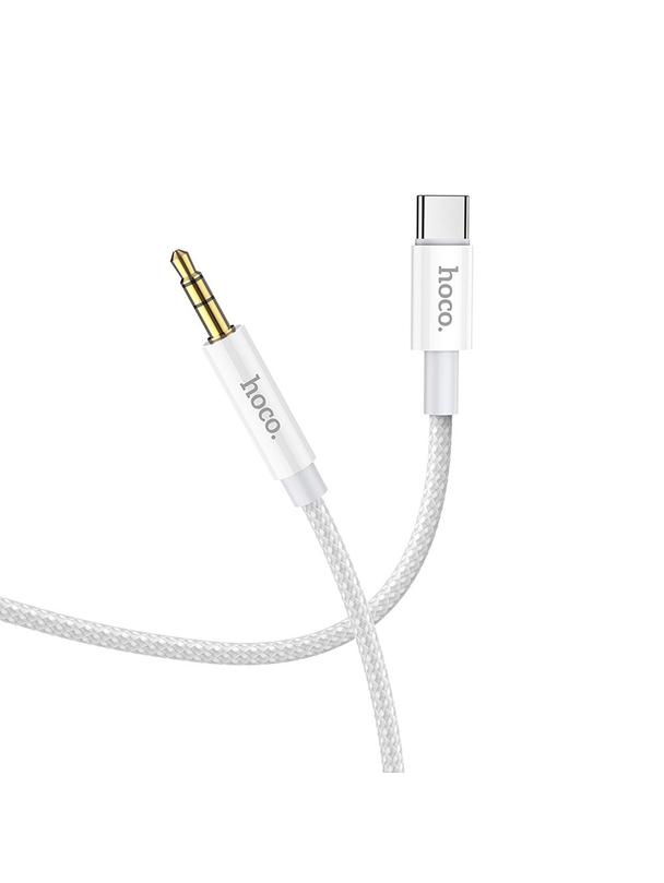 Kabel AUX Jack 3,5 mm do USB C Hoco 1 m UPA19 srebrny