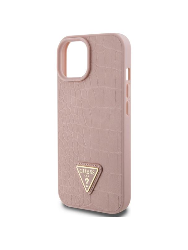 GUESS futerał do IPHONE 13 / 14 / 15 GUHCP15SPCRTHCP (Croco Triangle Metal Logo) różowy