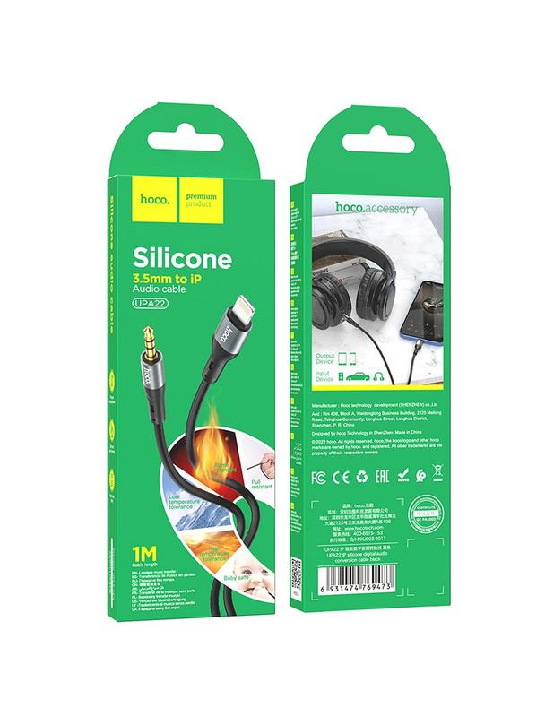 Kabel AUX Jack 3,5 mm do Lightning Hoco 1 m UPA22 czarny