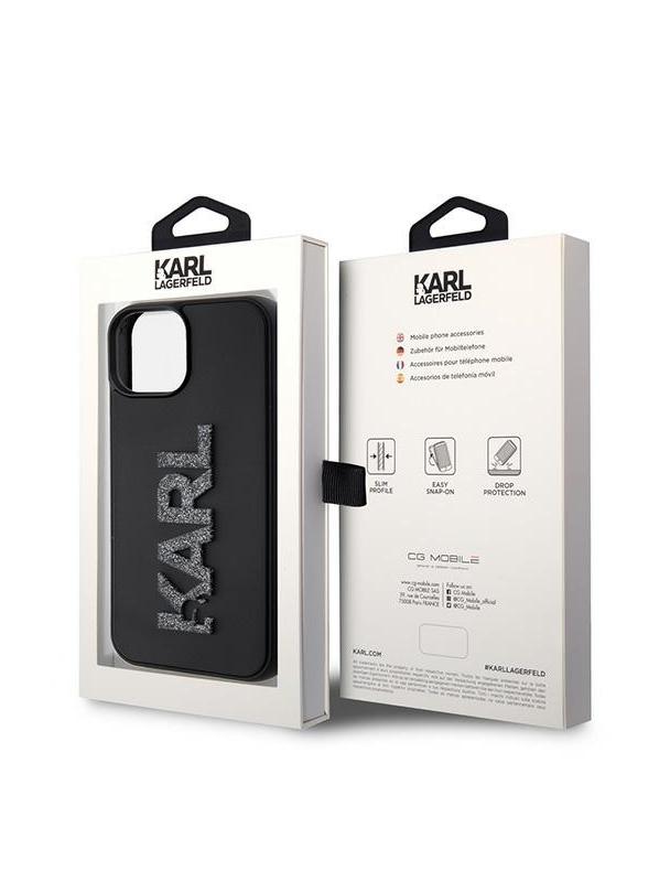 KARL LAGERFELD futerał do IPHONE 15 Plus KLHCP15M3DMBKCK (3D Logo Glitter) czarny