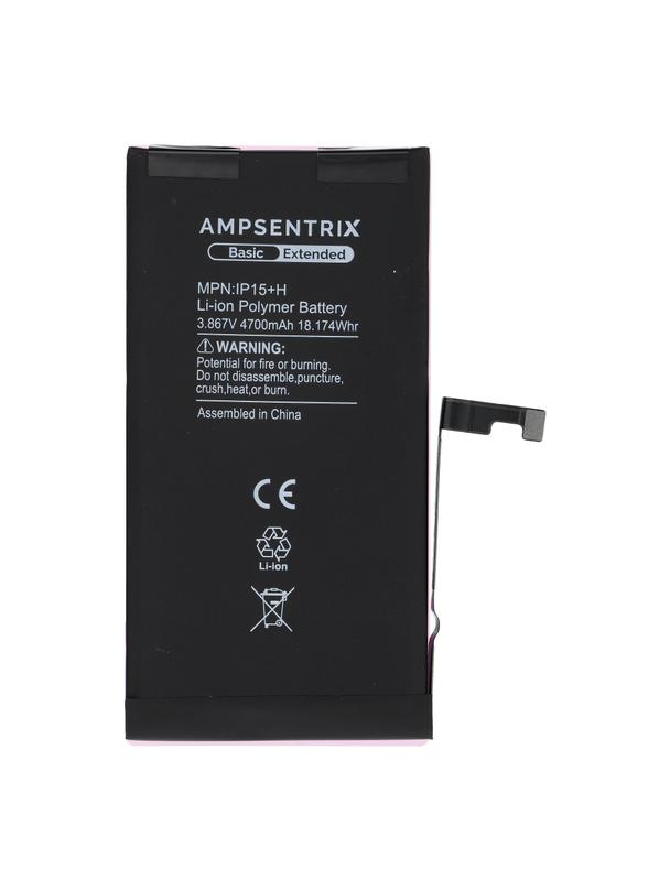 AmpSentrix Basic bateria do iPhone 15 Plus (zwiększona pojemność 4700 mAh)