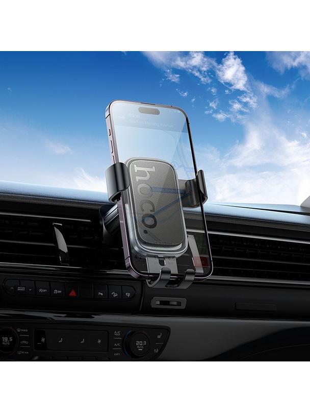 Uchwyt na telefon do samochodu grawitacyjny Hoco do kratki H80 czarno szary