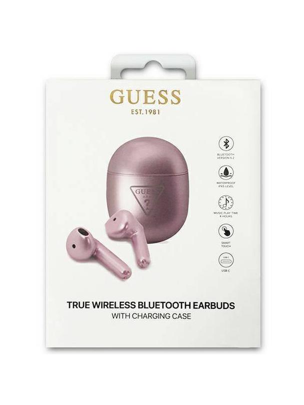 GUESS słuchawki bezprzewodowe bluetooth TWS + stacja dokująca GUTWST82TRU (Triangle Logo) fioletowe