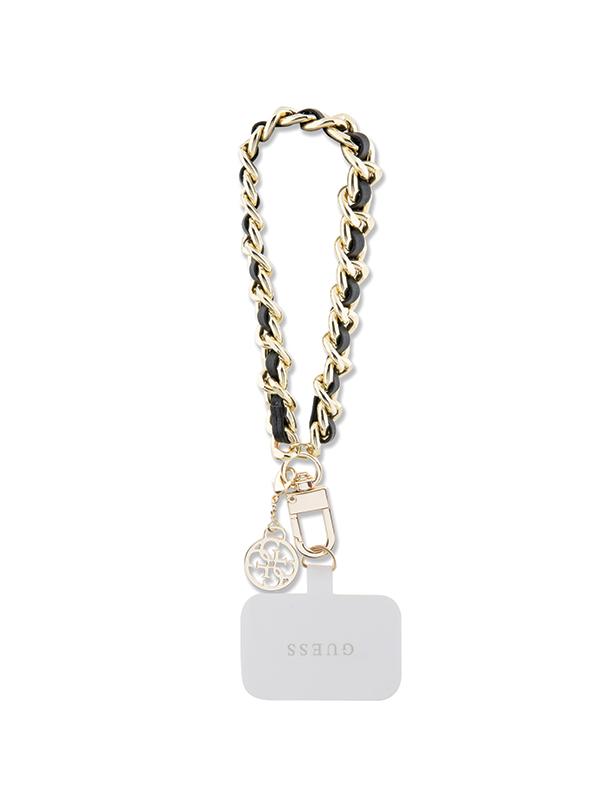 GUESS hand strap GUOUCHSAMC4K (Saffiano Chain Strap 4G Charm) czarny
