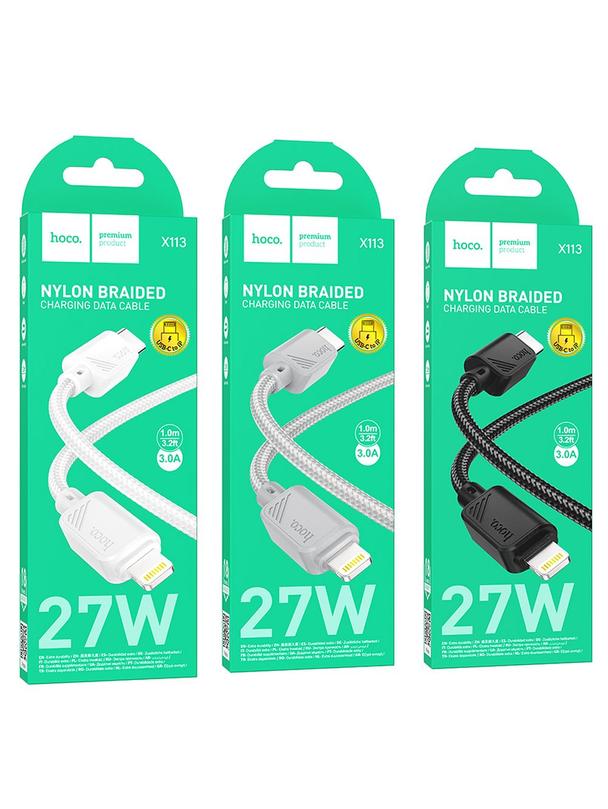 Kabel USB C do Lightning Hoco PD 27W 1 m X113 szary