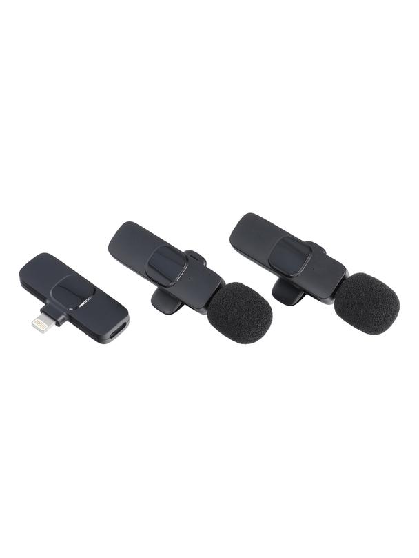 Mikrofon krawatowy bezprzewodowy Lightning podwójny (2 w zestawie) K1 czarny