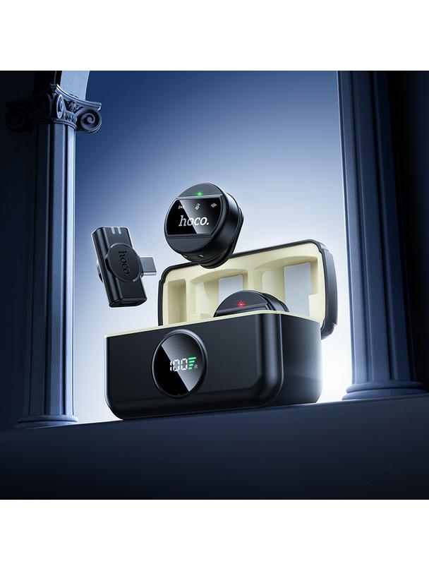 Mikrofon bezprzewodowy 2w1 Lightning / USB C Hoco L22 czarny