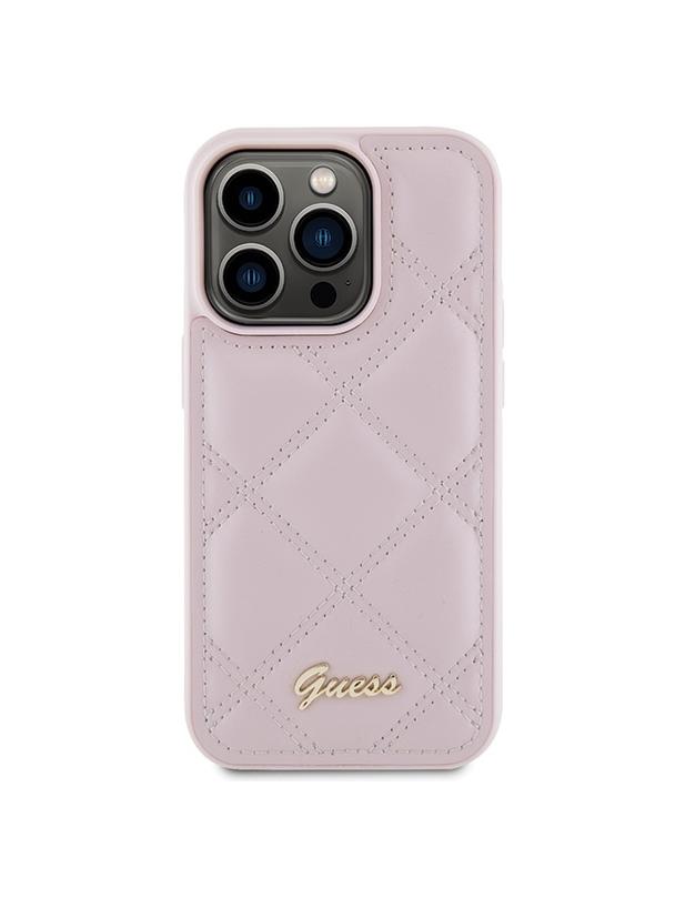 GUESS futerał do IPHONE 15 Pro GUHCP15LPSQSQSP (Quilted Metal Logo) różowy