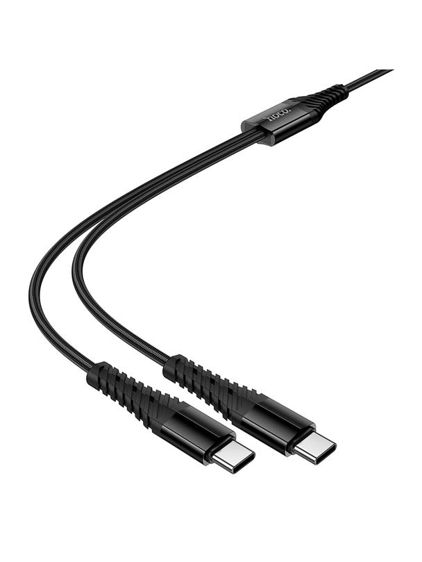 Kabel 2w1 USB C do USB C+C Hoco 1 m X123 czarny