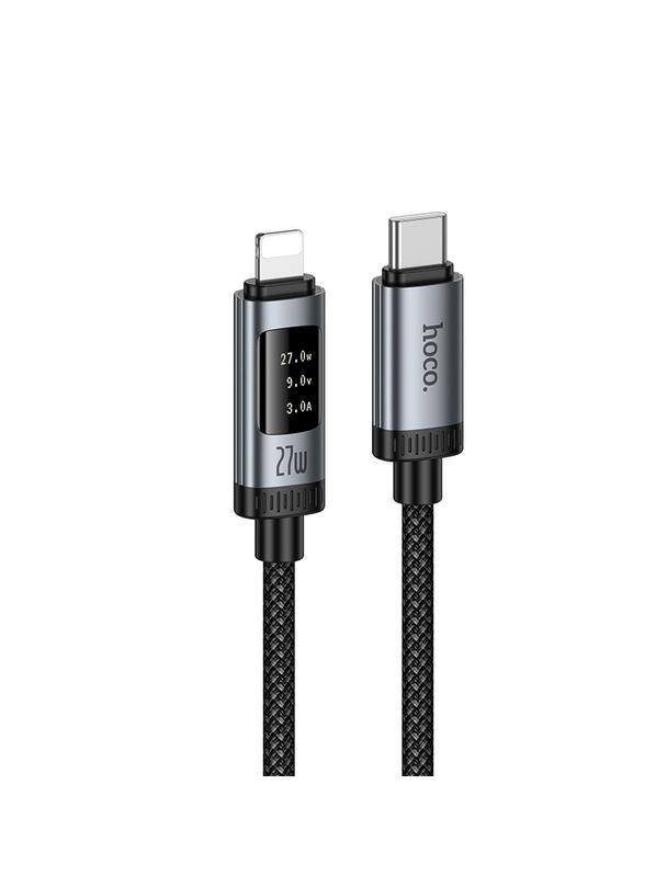 Kabel USB C do Lightning Hoco PD 27W 1,2 m z wyświetlaczem U148 czarny
