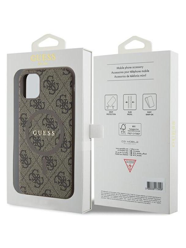 GUESS futerał do IPHONE 11 kompatybliny z MagSafe GUHMN61G4GFRW (4G Ring classic logo) brązowy