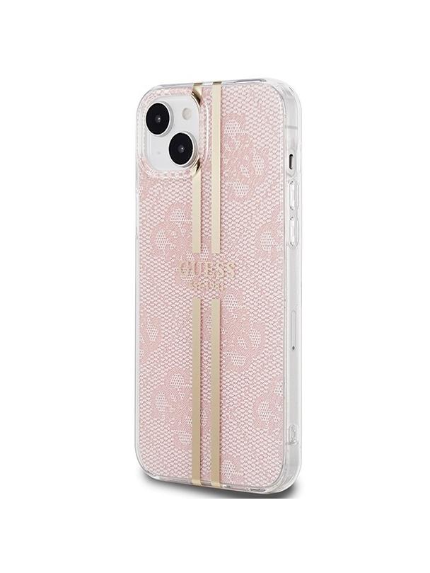GUESS futerał do IPHONE 15 GUHCP15SH4PSEGP (4G Gold Stripe) różowy