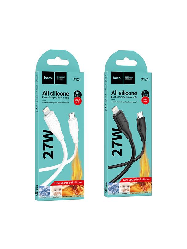 Kabel USB C do Lightning Hoco 27W silikonowy 1 m X124 biały