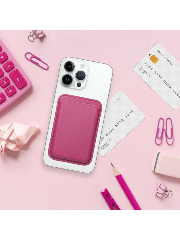 Portfel magnetyczny na karty LEATHER MAG WALLET kompatybilny z MagSafe  różowy