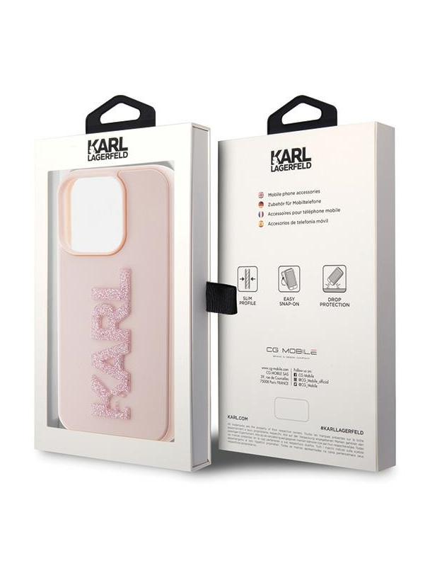 KARL LAGERFELD futerał do IPHONE 15 Pro KLHCP15L3DMBKCP (3D Logo Glitter) różowy