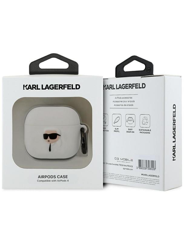 KARL LAGERFELD futerał do APPLE AirPods 4 KLA4RUNIKH (3D SIL NFT K) biały