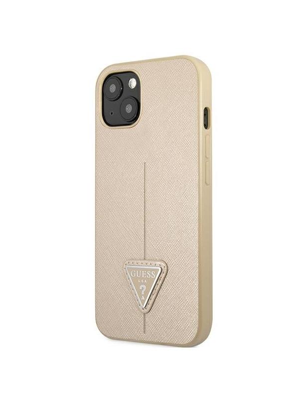 GUESS futerał do IPHONE 13 / 14 / 15 GUHCP14SPSATLE (SaffianoTriangle Logo) beżowy
