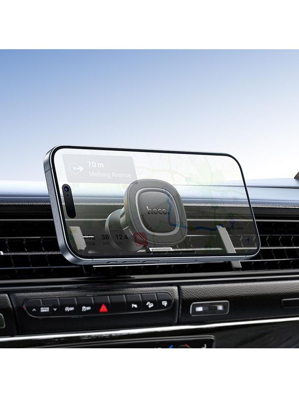 Uchwyt na telefon do samochodu magnetyczny Hoco do kratki H72 czarno szary