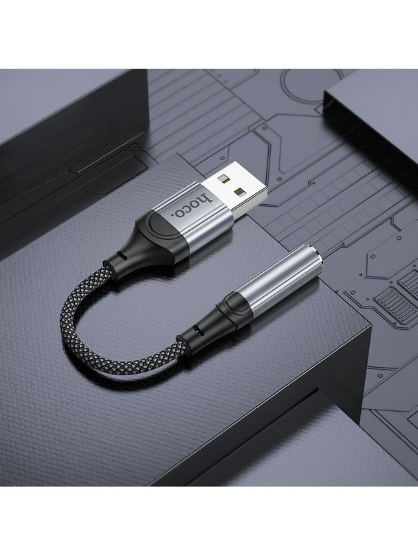 Adapter AUX USB A do Jack 3,5 mm Hoco 0,12 m LS36 czarny