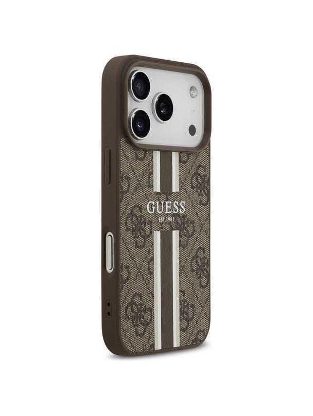GUESS futerał do IPHONE 17 Pro kompatybilny z MagSafe GUHMP17LP4RPSW (4G Printed Stripes) brązowy