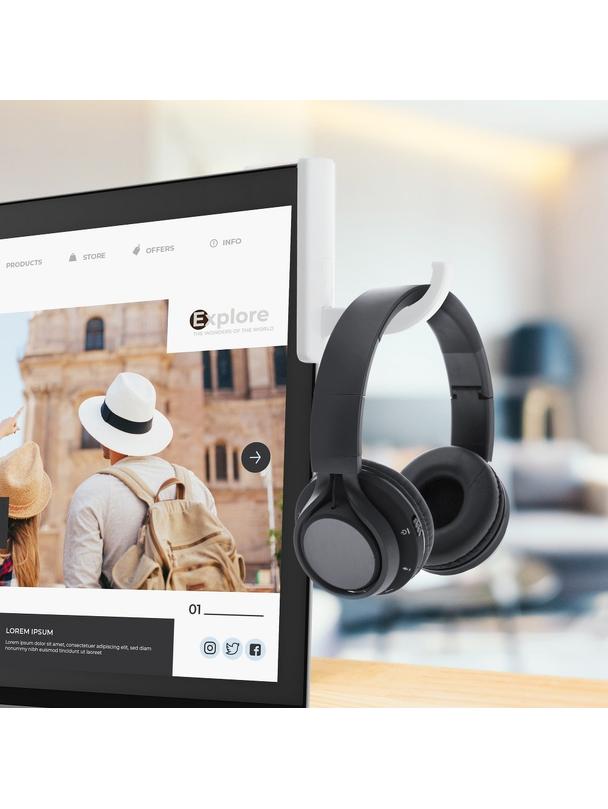 Uchwyt do monitora na słuchawki biały