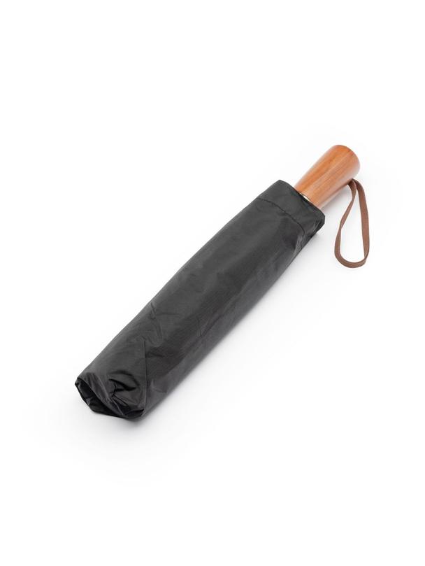 Automatyczny składany parasol z drewnianą rączką 10-ramienny XXL 115 cm czarny