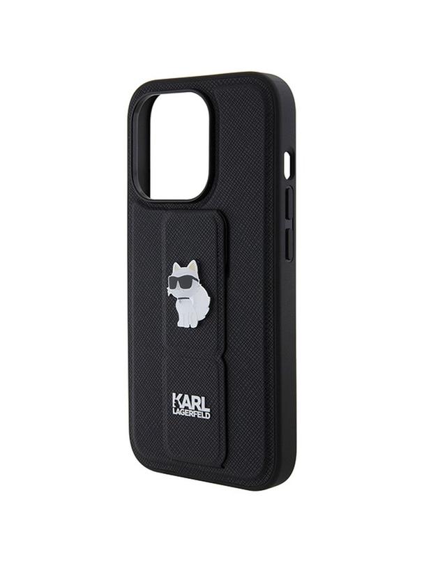 KARL LAGERFELD futerał do IPHONE 14 Pro Max KLHCP14XGSACHPK (Gripstand Saffiano choupette PIN) czarny
