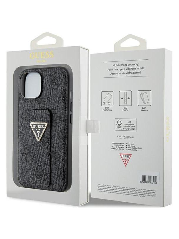 GUESS futerał do IPHONE 13 / 14 / 15 GUHCP15SPGS4TDK (Grip Stand 4G Triangle Strass) czarny