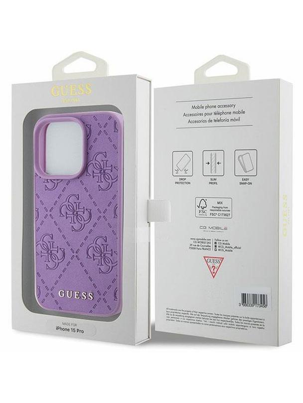 GUESS futerał do IPHONE 15 Pro GUHCP15LP4EPMU (Quilted 4G Classic) jasny fiolet