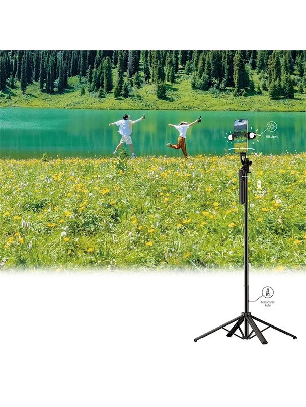 WiWU - Selfie stick Wi-SE012 z funcją tripoda i podwójną, wbudowaną lampą LED