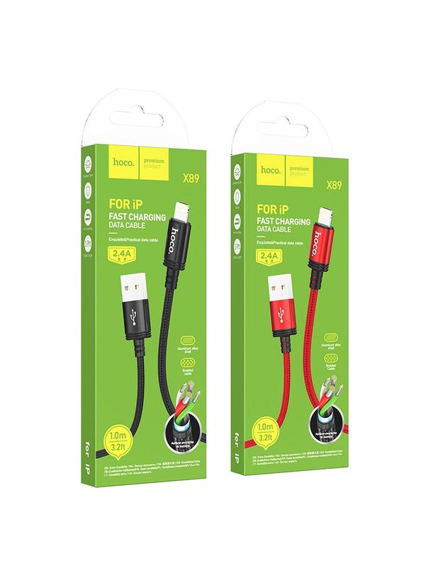 Kabel USB A do Lightning Hoco 2,4A 1 m X89 czarny