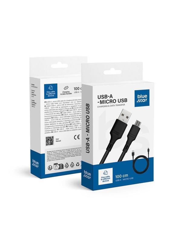 Kabel USB A do Micro USB Blue Star 2A 1 m DC-001AM2.0 czarny